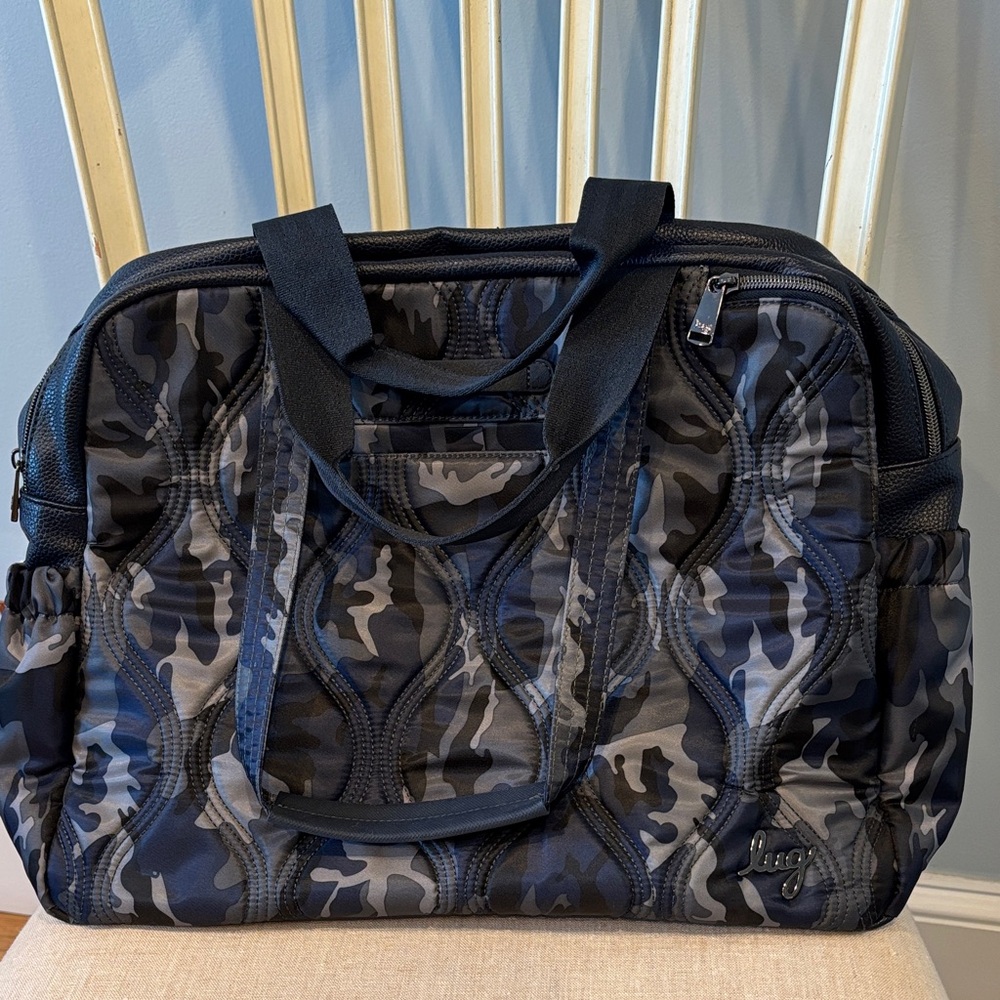 Lug Aviator Carry All Black and Gray Camo Duffel tote Bag